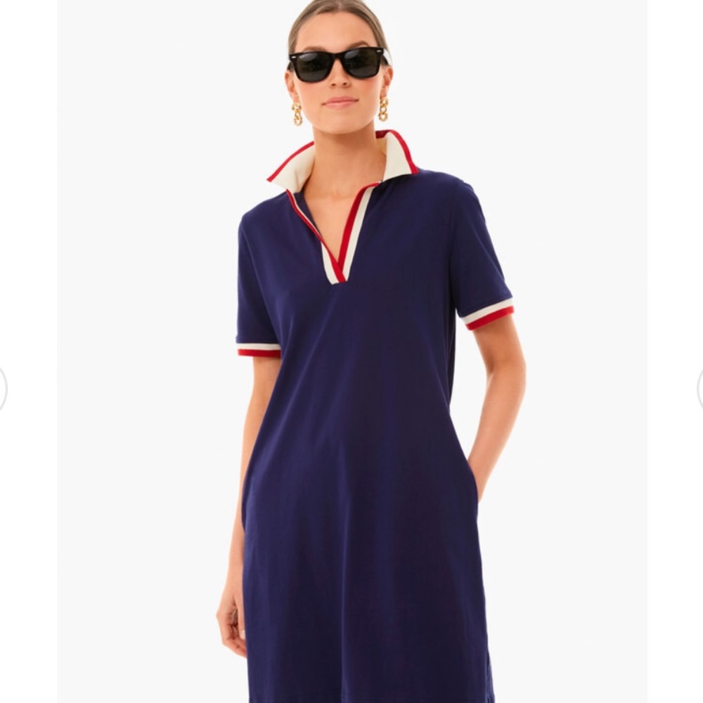 Tuckernuck Navy Blue Dress with Red and White Accents